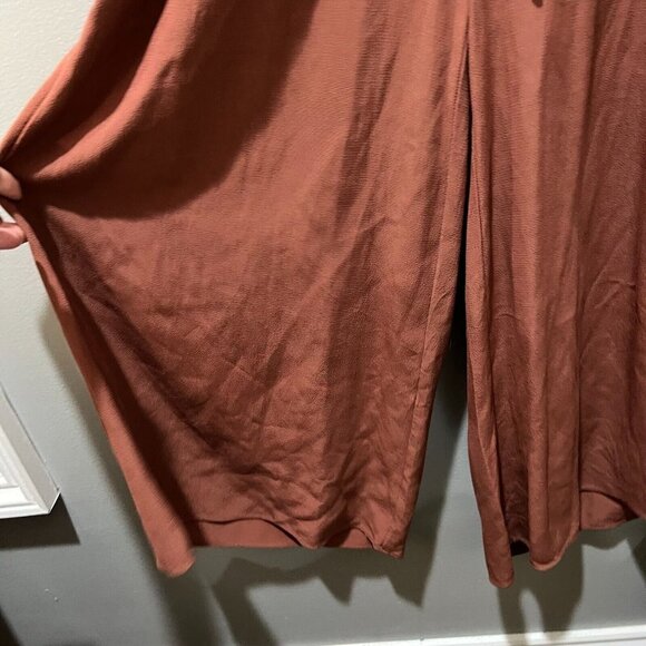 Eileen Fisher Womens Brown Russet Tencel Wide Leg Cropped Jumpsuit Sz XS V Neck - Picture 8 of 13